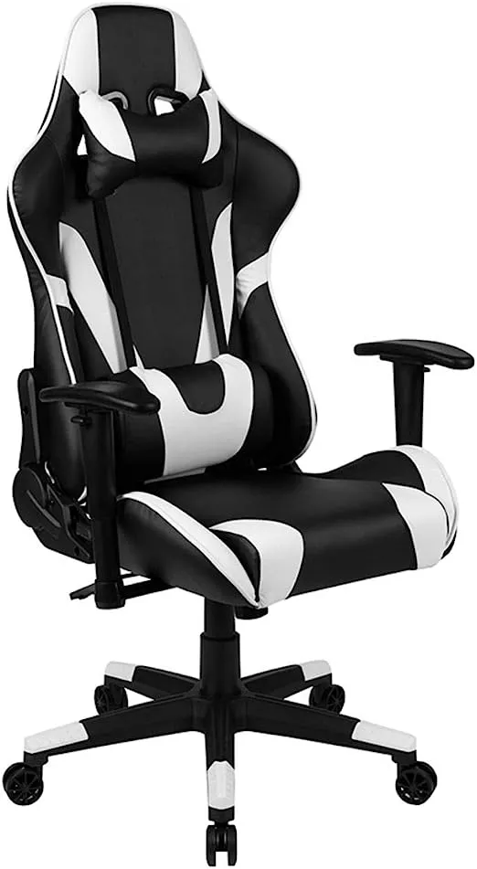 Black LeatherSoft Gaming Chair with Reclining Back