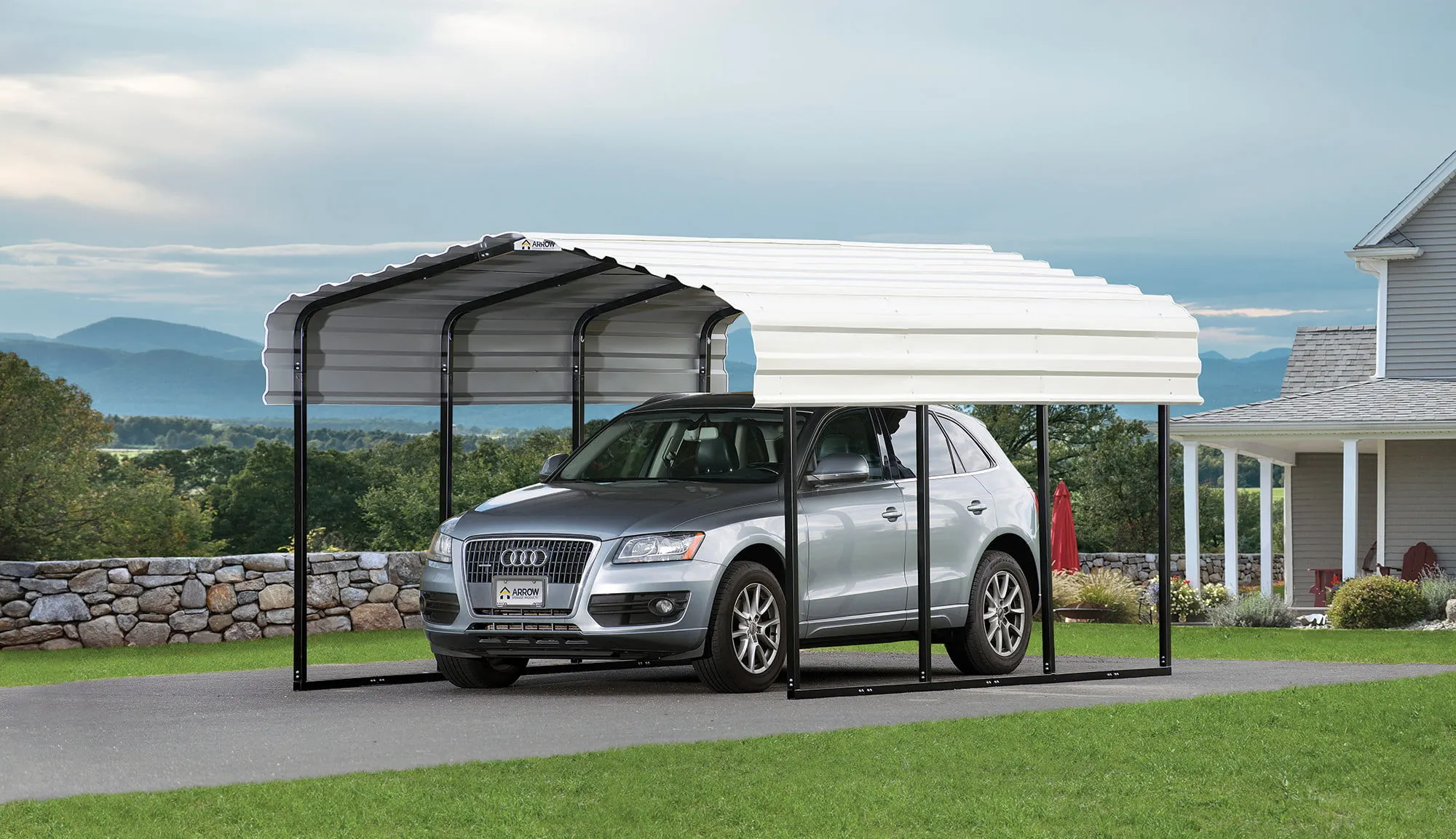 10 ft. W x 15 ft. D x 7 ft. H Eggshell Galvanized Steel Carport, Car Canopy and Shelter