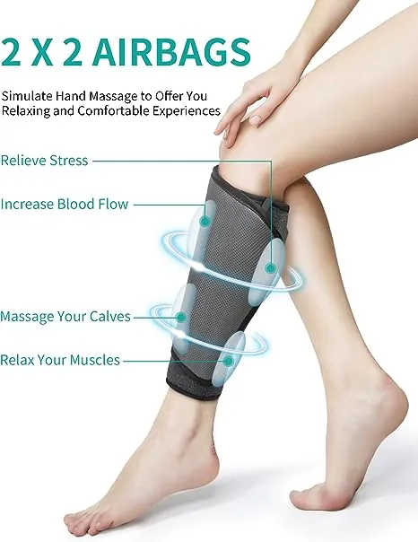 Nekteck Leg Massager with Air Compression for Circulation and Relaxation, Foot and Calf Massage Machine with Hand-held Controller 2 Modes 3 Intensities, Adjustable Leg Wraps for Home and Office Use