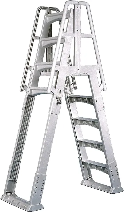 Vinyl Works Slide Lock A-Frame Above Ground Pool Ladder - White