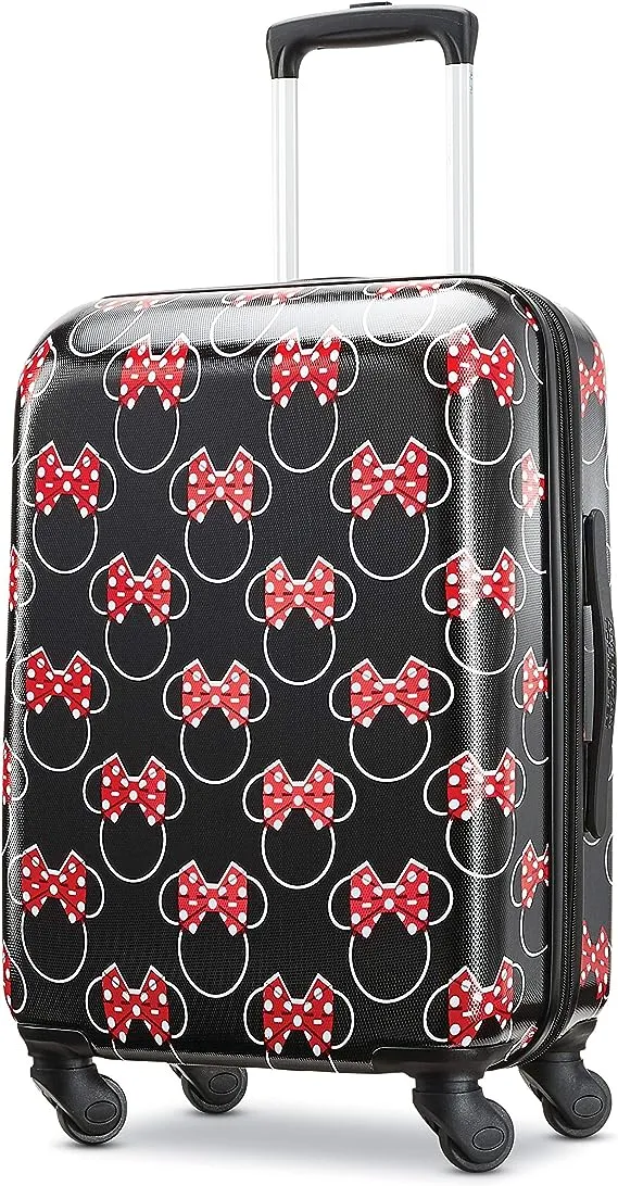 American Tourister Disney Hardside Luggage with Spinner Wheels, Black,White,Red/Minnie Mouse Head Bow, Carry-On 21-Inch