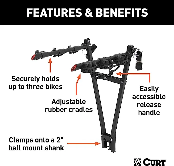 Clamp-On Bike Rack (3 Bikes, Fits Over 2&quot; Shank)