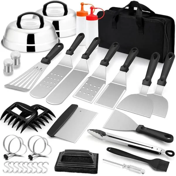 Joyfair 35pcs Griddle Accessories Kit, Stainless Steel Flattop Grill Tool Set with Melting Domes, Professional Metal Turners for Outdoor BBQ