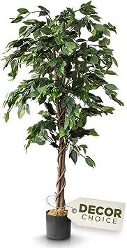 Artificial Trees for Home Decor Indoor - Fake Plants & Faux Plants Indoor - Fake Plants Tall Ficus Tree Artificial, Plants for Living Room Decor, Tall Fake Plants Indoor, Fake Tree Indoor - 5 Feet