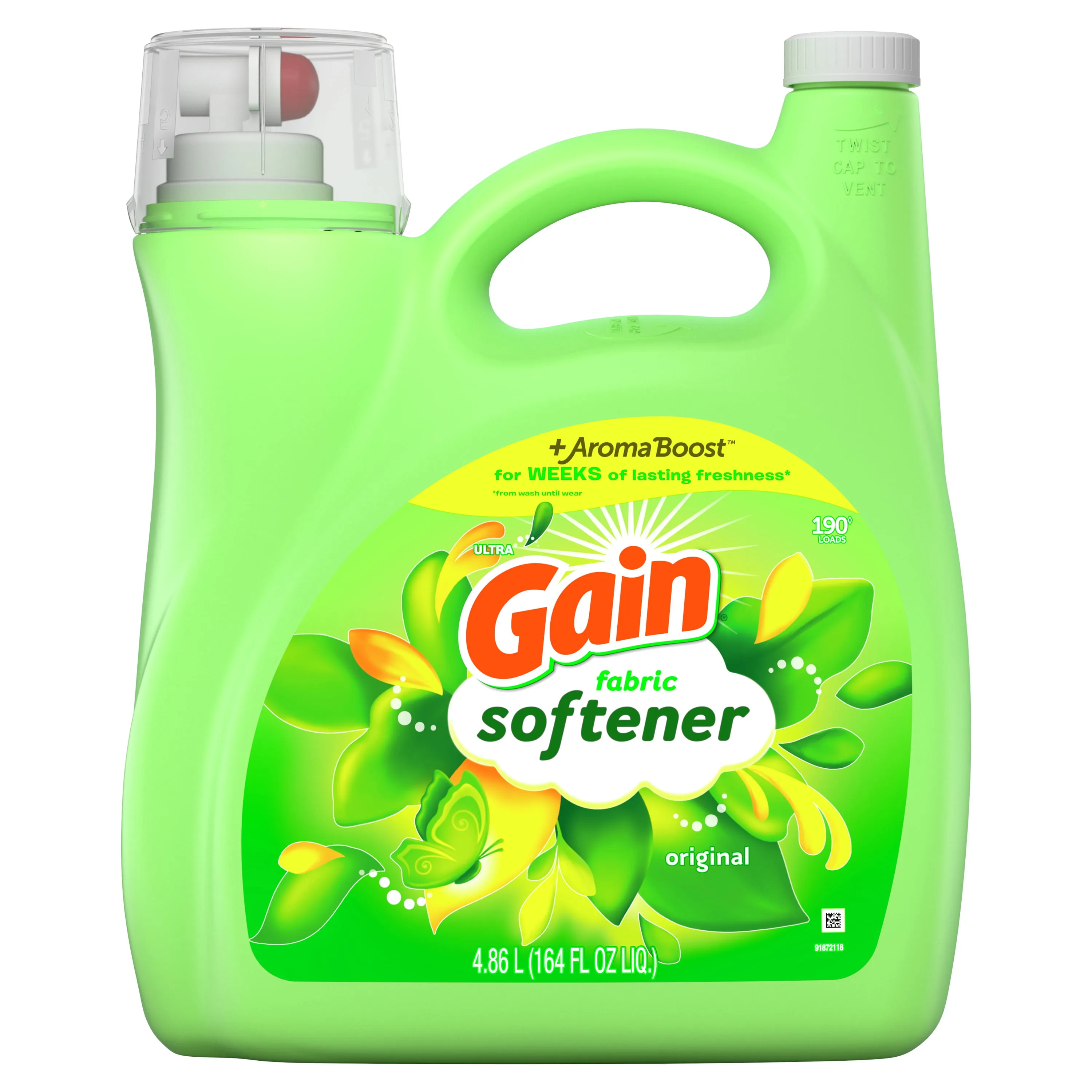 Gain Fabric Softener Original Scent 140 fl oz 190 Loads HE Compatible Packagi...