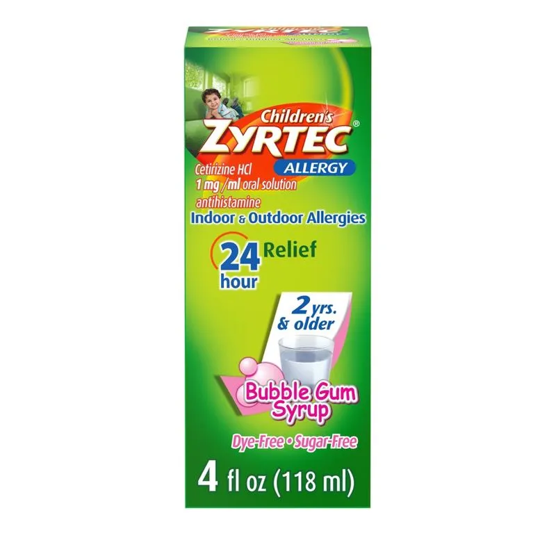 Zyrtec Allergy Syrup, Children's, Bubble Gum - 4 fl oz