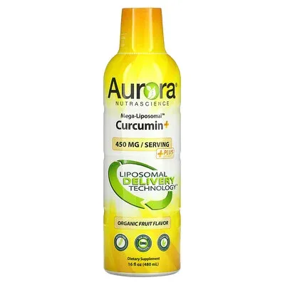 Mega-Liposomal Curcumin+, Organic Fruit, 450 mg, 16 fl oz (480 ml), Aurora Nutrascience