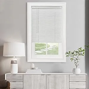 Achim GII Morningstar Indoor Cordless Vinyl Light Filtering Window Mini Blind, Pearl White, 72" L x 33" W