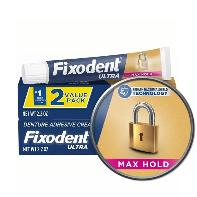 Fixodent Ultra Denture Adhesive Cream, Max Hold - 2.2 oz