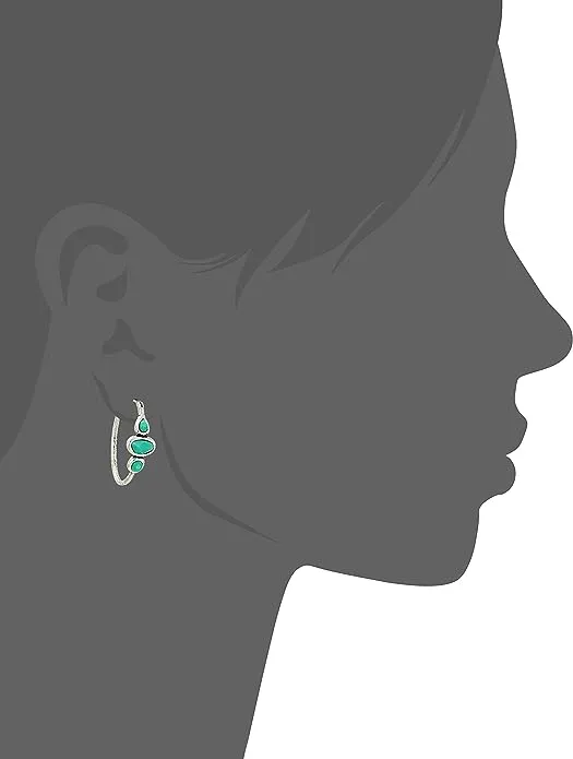 Lucky Brand Silver Turquoise Hoop Earrings