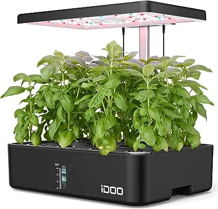 iDOO Hydroponics Growing System 12Pods, Indoor Garden with LED Grow Light, Loved Gift for Green Thumbs Christmas, Built-in Fan, Automatic Timer, Adjustable Height Up to 11.3" for Home, Office