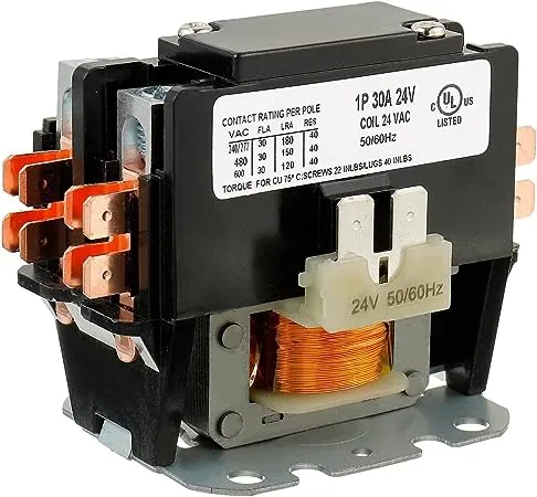 Contactor 24V 30 Amp Coil 1 Pole Replacement Relays Compatible with Air Condi...