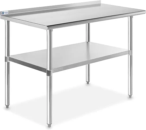 GRIDMANN NSF Stainless Steel Commercial Kitchen Prep & Work Table w/ Backsplash - 60 in. x 24 in