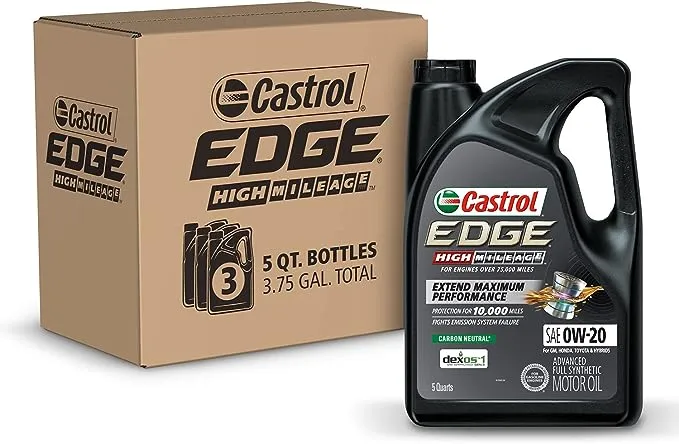 Castrol EDGE High Mileage 0W-20 Advanced Full Synthetic Motor Oil, 5 Quarts