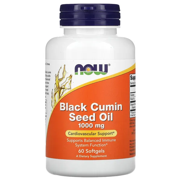 NOW Supplements, Black Cumin Seed Oil, 1,000 mg, Cardiovascular Support*, 60 Softgels