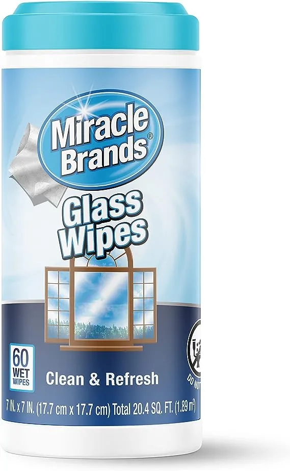 Streak-Free Glass Cleaning Wipes - 60 Count