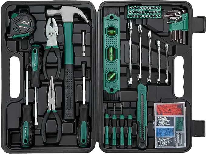 Cartman 148Piece Tool Set General Household Hand Tool Kit with Plastic Toolbox Storage Case Blue