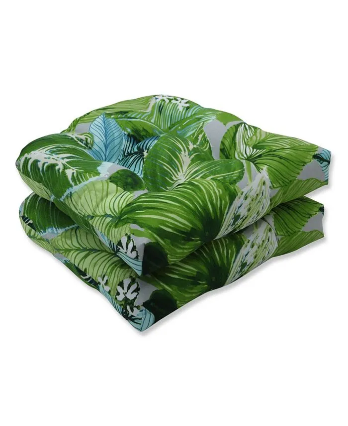 Pillow Perfect Outdoor Floral Wicker Seat Cushions - 19 x 19 x 5 in. - Set of 2