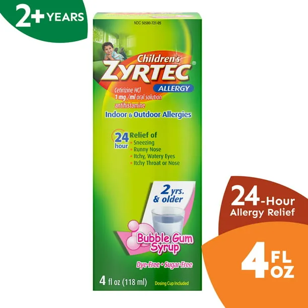 Children's Zyrtec 24 Hour Allergy Relief Syrup - Bubble Gum - Cetirizine - 4 fl oz