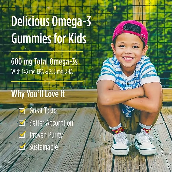 Nordic Naturals Zero Sugar Children's DHA Gummies, 600 Mg, EPA & DHA , Non-GMO, 30 Ct