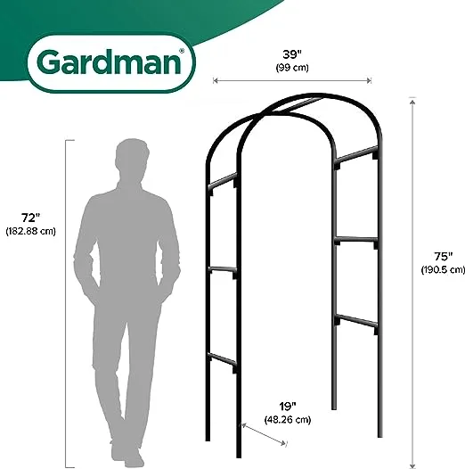 Gardman R350 Rose Garden Arch, 19 x 39 x 75 inches, Black