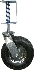 Shepherd Hardware 9798 8-Inch Pneumatic Spring-Loaded Gate Caster, 200-lb Load Capacity and Universal Mount,Black