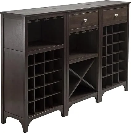 Winsome Ancona 3-Pc Modular Wine Cabinet Set, Espresso, Solid / Composite wood