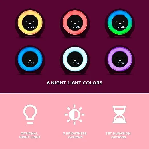 LittleHippo MELLA: Ready to Rise Children's Sleep Trainer, Night Light, Sound Machine and OK to Wake Alarm Clock for Toddlers and Kids - Blush Pink