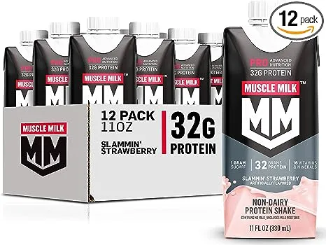 Muscle Milk Pro Advanced Nutrition Protein Shake Slammin' Strawberry 11 fl oz Carton 12 Pack