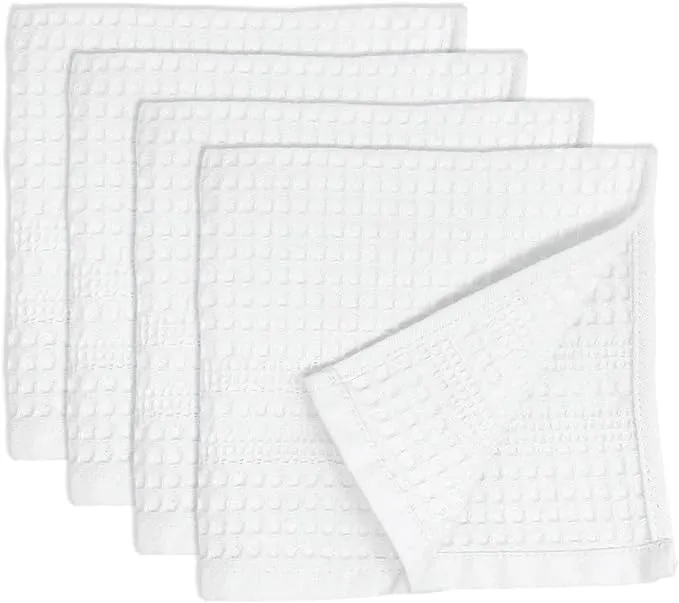 GILDEN TREE Waffle Towel Quick Dry Thin Washcloth (Pack of 4), White 