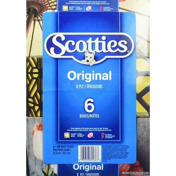 Scotties Original Facial Tissue 2-Ply 126 Sheets per Box 6 Pack