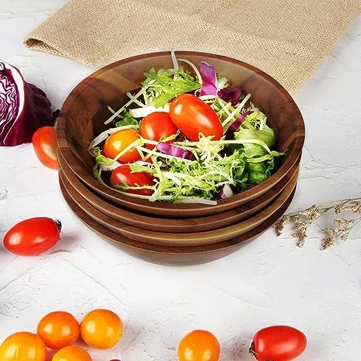 AIDEA 7-Inch Acacia Wooden Salad Bowls (Set of 4)