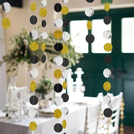 Decor365 Gold Back Circle Dots Garland Streamers