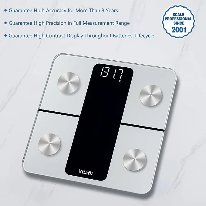 Vitafit Smart Scales for Body Weight and Fat, Weighing Professional Since 2001, Digital Wireless Bathroom Scales for BMI Water Muscle Sync App,28st/