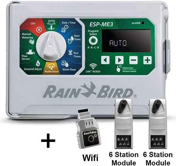 Rain-Bird Controller Indoor Outdoor Lawn Irrigation Sprinkler Timer ESPME3 (+...