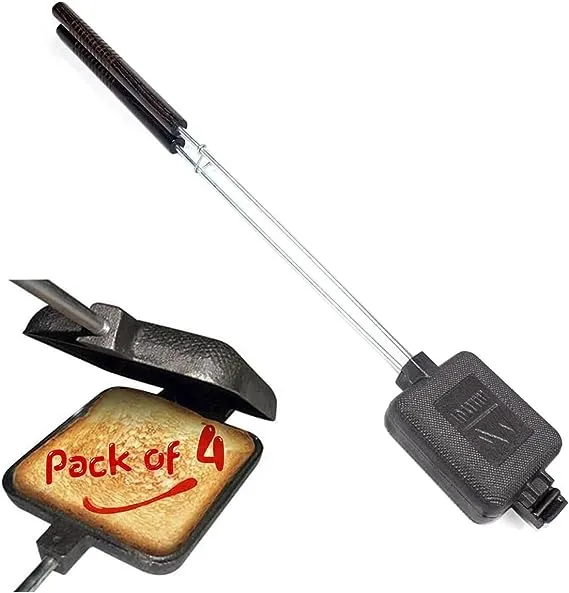 Campfire Sandwich Maker Cast Iron Pack of 4 - Pudgy Pie Maker for Camping, Mo...