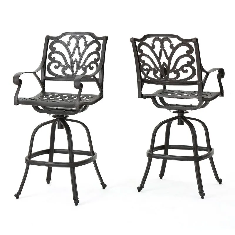 Christopher Knight Home Jayden Outdoor Cast Aluminum Swivel Bar Stool