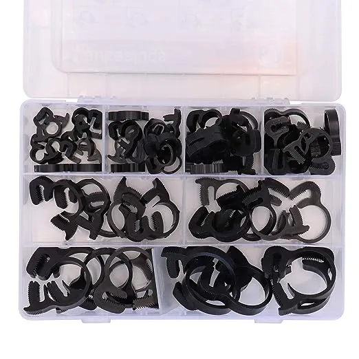 60-Pcs Heavy Duty Speedy Double Snap Grip Nylon Plastic Hose Clamps 8 Sizes Set Assortment