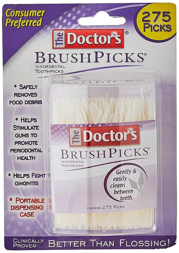 The Doctor's BrushPicks Interdental Toothpicks, 1,100 Picks, 4 Pack of 275 Picks