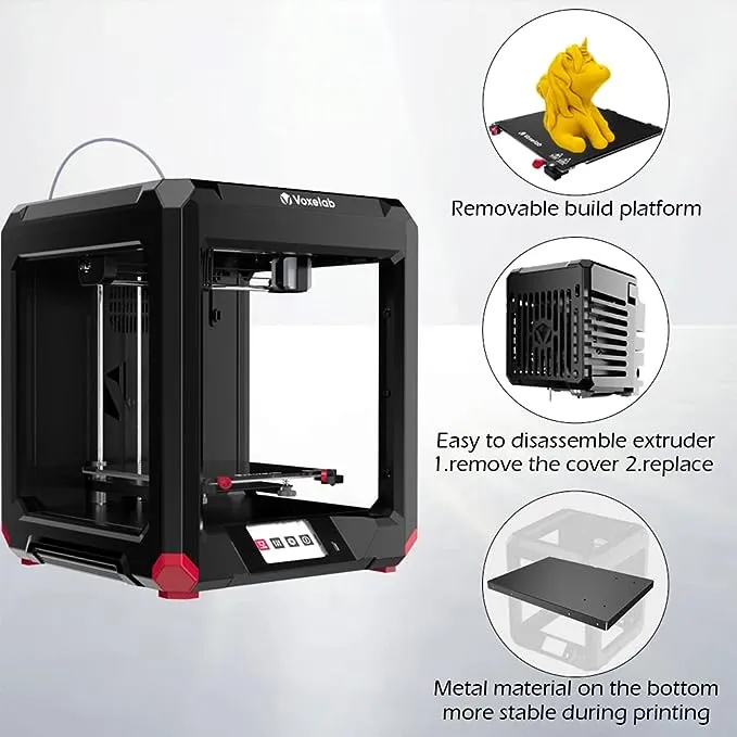 Voxelab Aries 3D Pinter, Dual Z-axis Rails & Fully Assembled Semi-auto Leveling FDM Printer with Filament Sensor, Carborundum Glass Platform, Printing Size 200 x200 x 200 mm