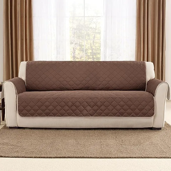 SureFit Microfiber Reversible Sofa Furniture Cover in Taupe/Chocolate