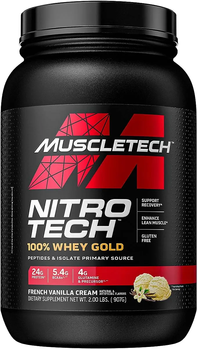 Whey Protein Powder | MuscleTech Nitro-Tech Whey Gold Protein Powder | Whey Protein Isolate Smoothie Mix | Protein Powder for Women & Men | Chocolate Protein Powder, 2 lbs (28 Serv)-package varies