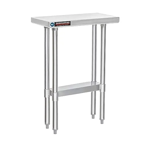 Food Prep Stainless Steel Table - DuraSteel 24 x 12 inch Commercial Metal Workbench with Adjustable Under Shelf - NSF Certified - for Restaurant,