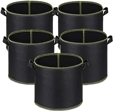 5-Pack 10 Gallon Grow Bags Heavy Duty Aeration Fabric Pots Thickened Nonwoven...