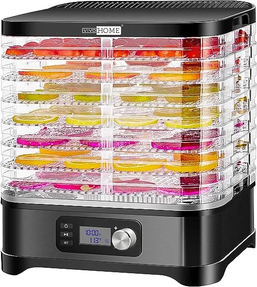 8 Trays Food Dehydrator Machine Fruit Dryer Beef Meat 400W Timer &amp; Temp. Control