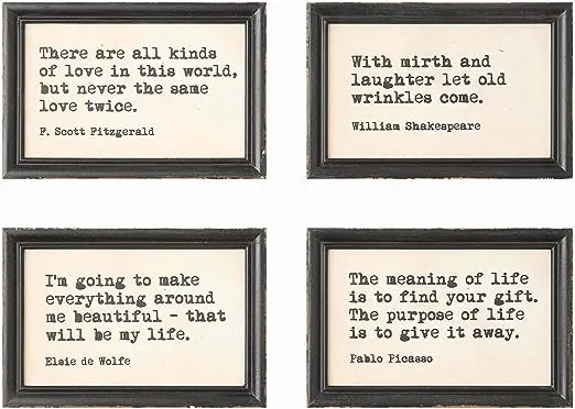 Wood Framed 9 x 6 Wall Decor with Quotes - 4 Sayings