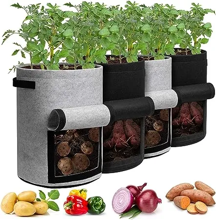 Homyhoo Potato Grow Bags with Flap 10 Gallon -\xa04 Pack Planter Pot with Handles