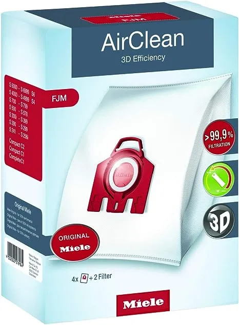 Miele AirClean 3D FJM Vacuum Cleaner Bags White 4 Count(Pack of 1)