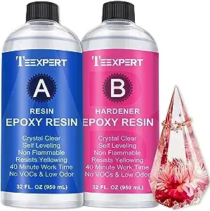 Teexpert Epoxy Resin Crystal Clear: 64oz Epoxy Resin Kit Fast Curing Heat Resistant for Casting Coating Art DIY Craft Jewelry Wood Table Top Flower