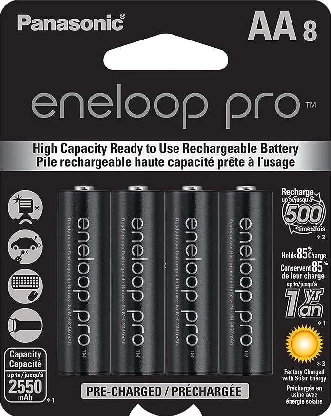 Panasonic BK-4HCCA4BA eneloop pro AAA High Capacity Ni-MH Pre-Charged Rechargeable Batteries, 4-Battery Pack